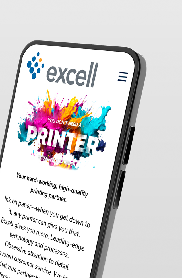Excell Color Graphics homepage on a phone