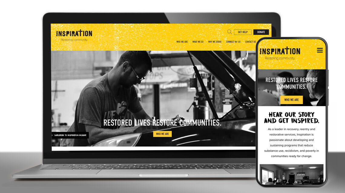 Inspiration Ministries website on a laptop