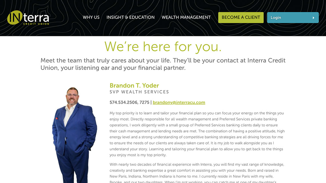 Preferred Services team profile page