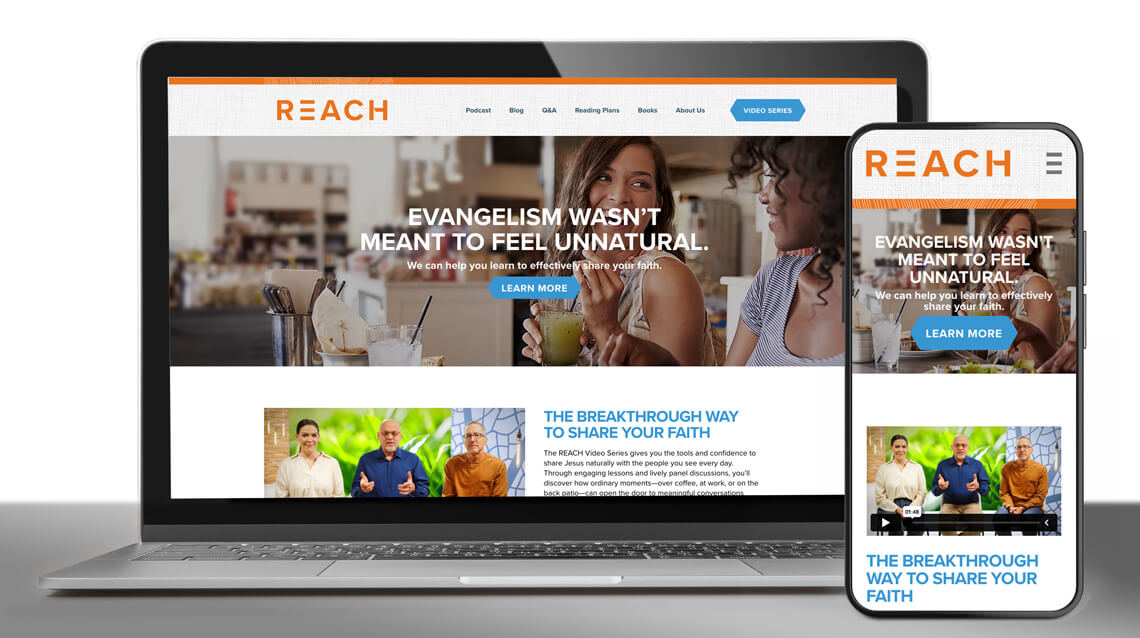 Reach Others website homepage shown on a laptop
