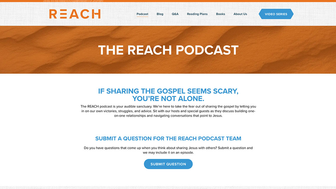 Podcast landing page with episode modules