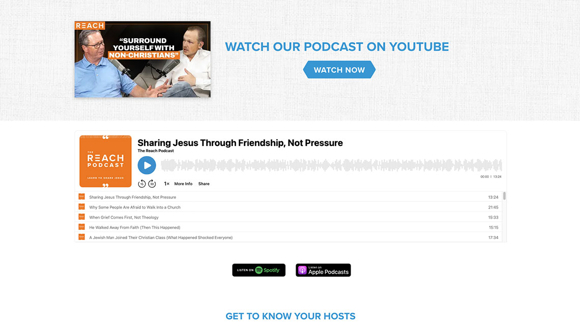 Podcast player and episode list