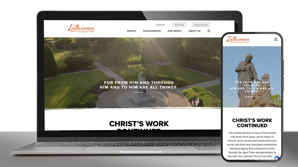 The Lutheran Foundation website on a laptop